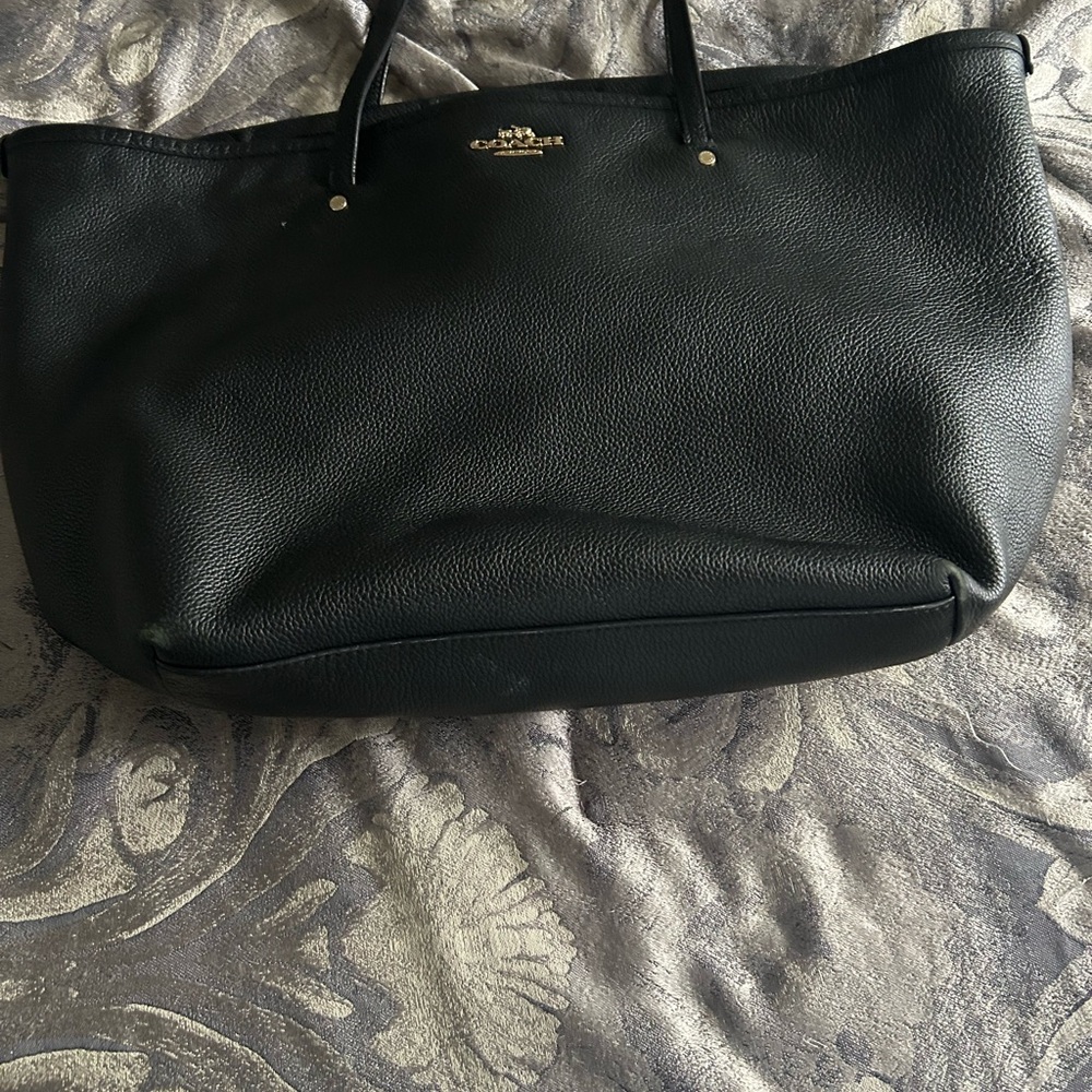 Coach Pebbled Black Leather Tote